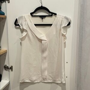 Express Ivory Ruffle Sleeve Top